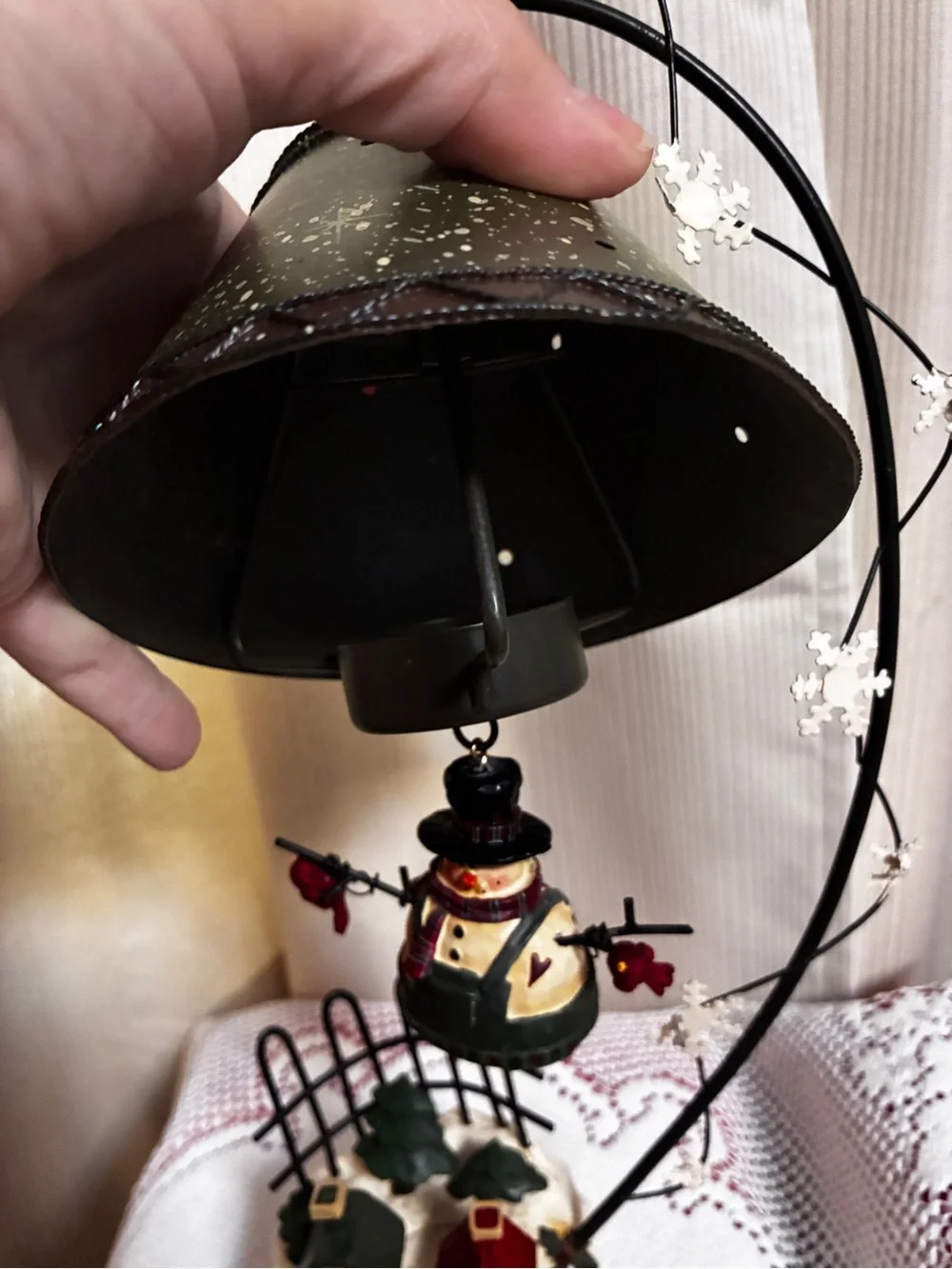 Forest Friends Green Snowman Table Tea light Lamp Holiday Decoration